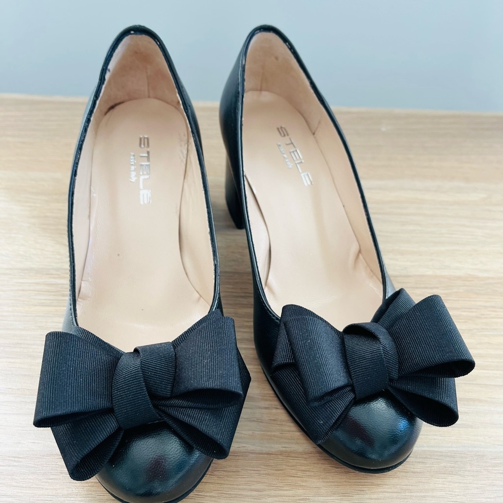 Black Bow Leather Pumps - made in Italy by Stele